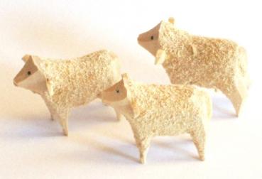 Schafgruppe 3cm. 3-teilig, natur