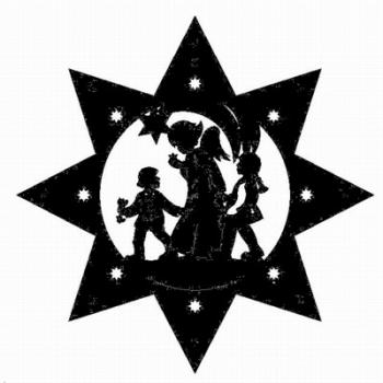 Achteckiger Stern-Engel mit Kindern