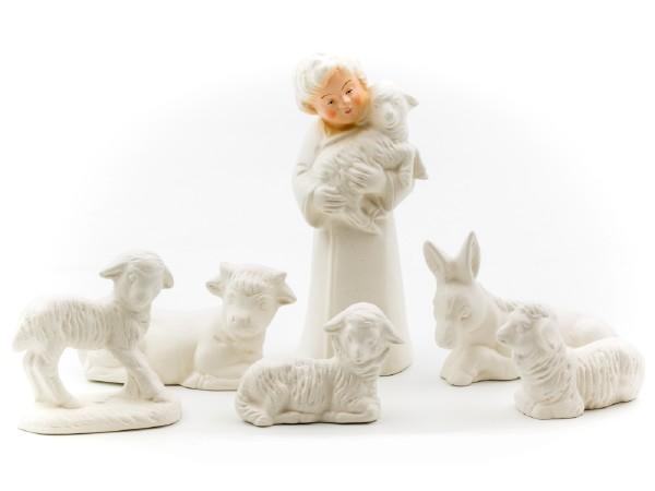 Hirte mit Tieren 13cm-weiß