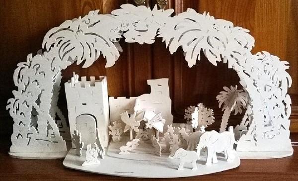 3DA-"Krippe mit Turm" 56x28x15cm